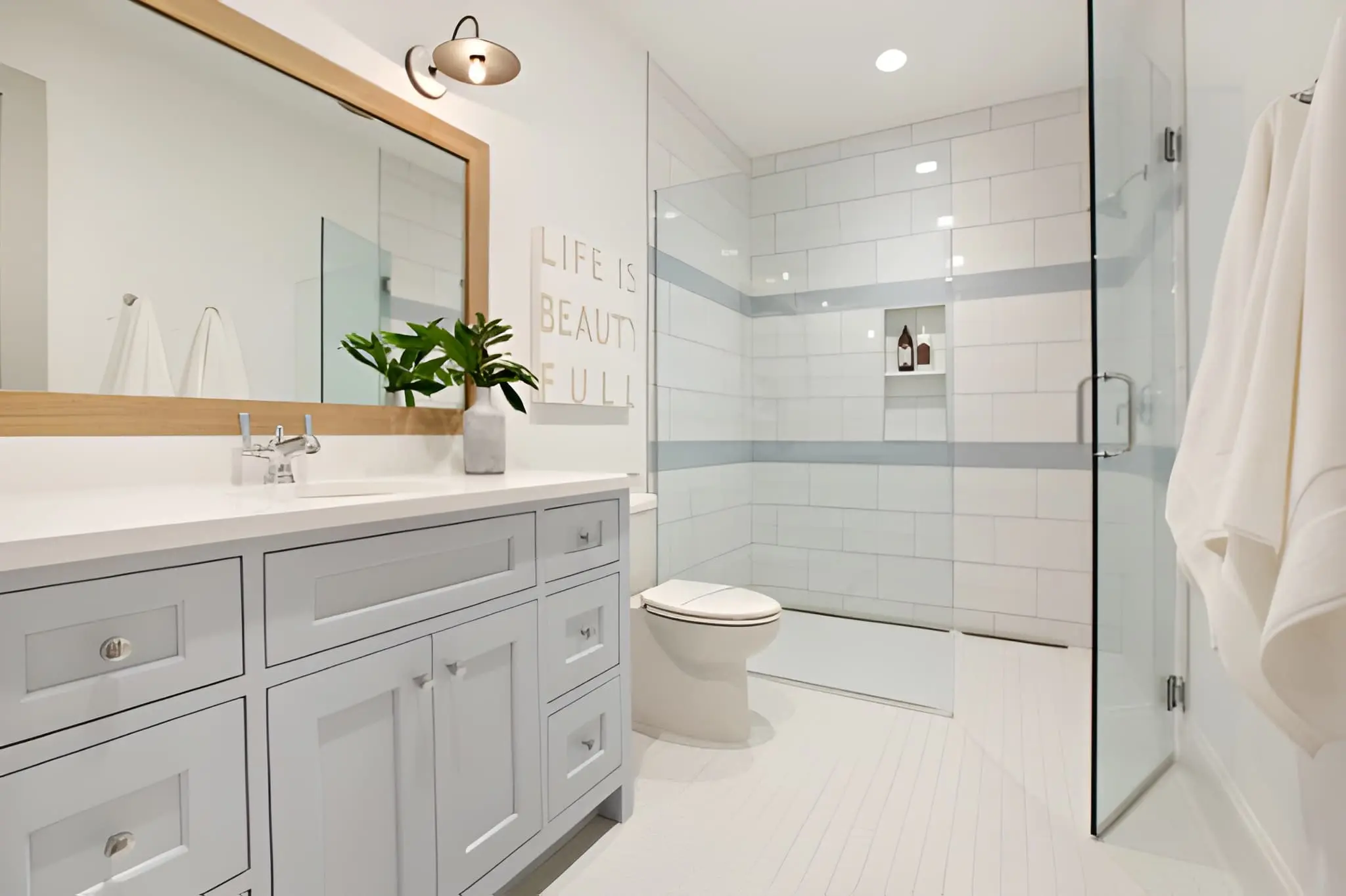 Bathroom Remodeling showcasing custom vanity and storage solutions